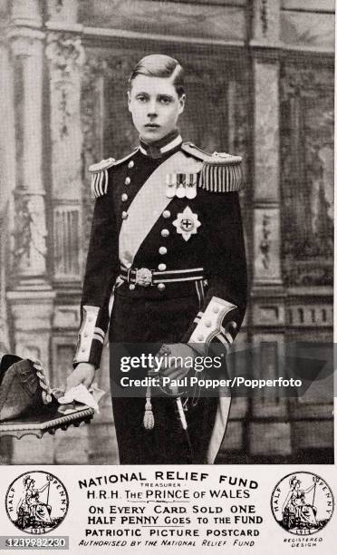 The Prince of Wales, later King Edward VIII, Treasurer of the National Relief Fund, circa 1912.