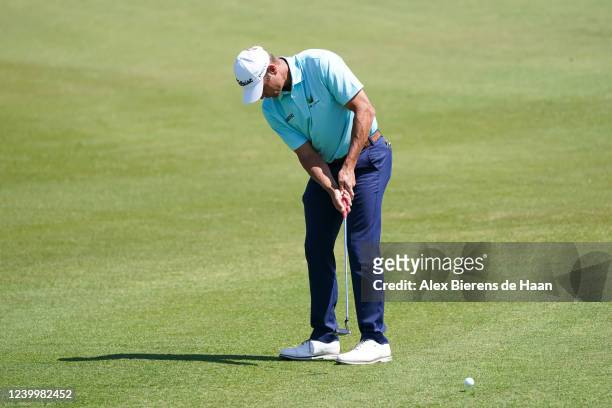 Shawn Stefani putts onto the 13th hole green during the second round of the Veritex Bank Championship at Texas Rangers Golf Club on April 14, 2022 in...