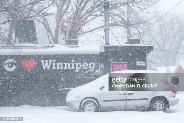 Heavy snow and winds pummel the city of Winnipeg, as well as southern and central Manitoba in Canada on April 13, 2022.
