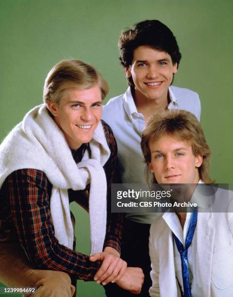 From left: Steven Ford as Andy Richards, Michael Damian as Danny Romalotti and Doug Davidson as Paul Williams on THE YOUNG AND THE RESTLESS. 1982.