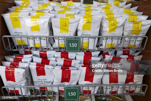View of potato chip bags for sale during Friday play at Augusta National. Augusta, GA 4/8/2022 CREDIT: Simon Bruty