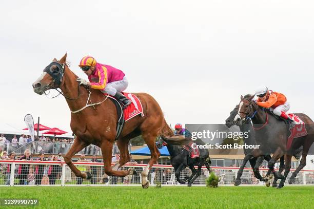 Jesta Dreama ridden by Vlad Duric wins the Preston Rowe Paterson Country Trainers Series Final at Sale Racecourse on April 15, 2022 in Sale,...