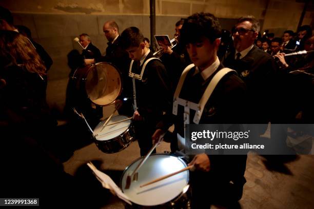 Madrid, Spain, 14.'4.2022.- Through the center of Madrid the procession of the Royal, Illustrious and Fervent Brotherhood and Brotherhood of...