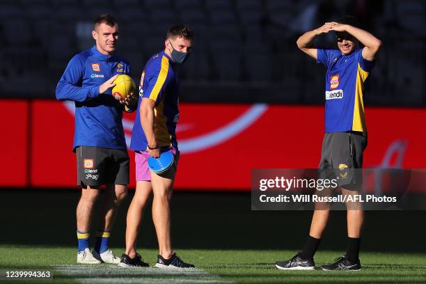 Luke Shuey of the Eagles looks on during the 2022 AFL Round 05 match between the West Coast Eagles and the Sydney Swans at Optus Stadium on April 15,...