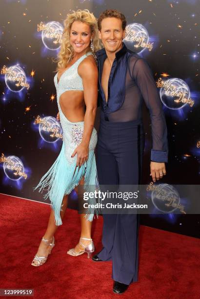 Professional dancers Natalie Lowe and Brendan Cole arrive at the Strictly Come Dancing 2011 press launch at BBC Television Centre on September 7,...