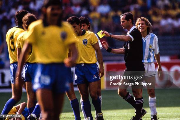 Of Brazil and Joel QUINIOU, referee during the FIFA World Cup Round of 16 match between Brazil and Argentina, at Stadio Delle Alpi, Turin, Italy on...