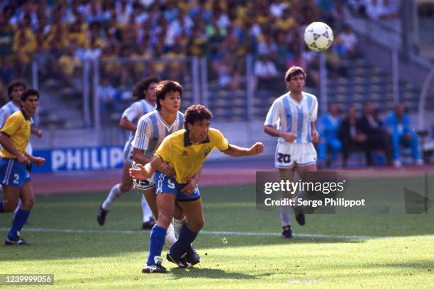 Pedro MONZON of Argentina and CARECA of Brazil during the FIFA World Cup Round of 16 match between Brazil and Argentina, at Stadio Delle Alpi, Turin,...