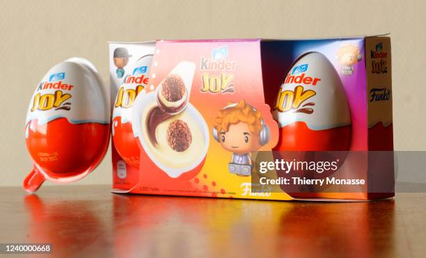 Illustration picture showing Safe Kinder Eggs on April 14, 2022 in Brussels, Belgium. As of April 8 150 confirmed and probable cases of monophasic...