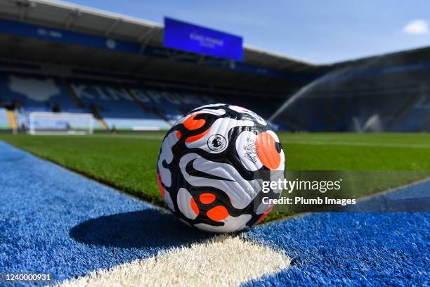 The match ball before the Premier League 2 match between Leicester City and Derby County at King Power Stadium on April 15, 2022 in Leicester, United...