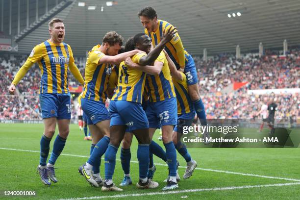 Tom Flanagan of Shrewsbury Town celebrates after scoring a goal to make it 2-2 during the Sky Bet League One match between Sunderland and Shrewsbury...