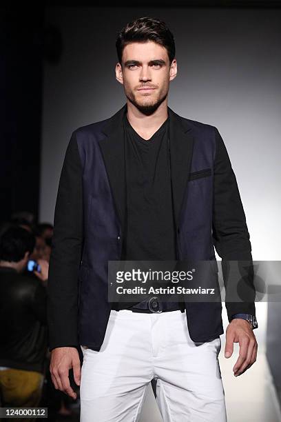 Model walks the runway at the Number:Lab Spring 2012 fashion show during Mercedes-Benz Fashion Week at The High Line Room - The Standard Hotel on...