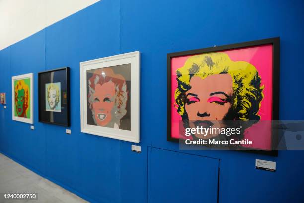 The portraits of Marylin Monroe in the exhibition dedicated to Andy Warhol in Naples, entitled "Andy is Back", during the preview for the press.