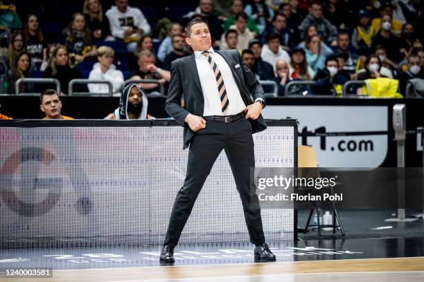 Coach Jaka Lakovic of ratiopharm Ulm during the Basketball Bundesliga match between ALBA Berlin and ratiopharm Ulm at Mercedes-Benz Arena on April...