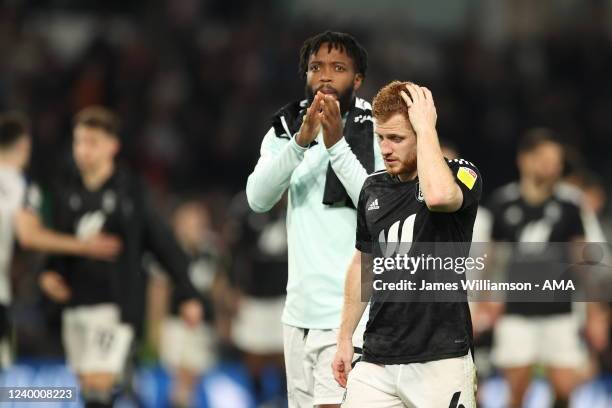 Harrison Reed of Fulham dejected at full time of the Sky Bet Championship match between Derby County and Fulham at Pride Park Stadium on April 15,...