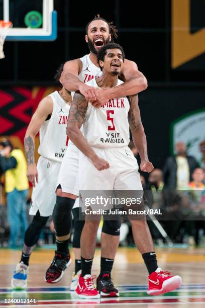 Edgar Sosa of the Zamalek celebrates during the game against the Clube Atlético Petroleos de Luanda on April 15, 2022 at the Hassan Mostafa Indoor...