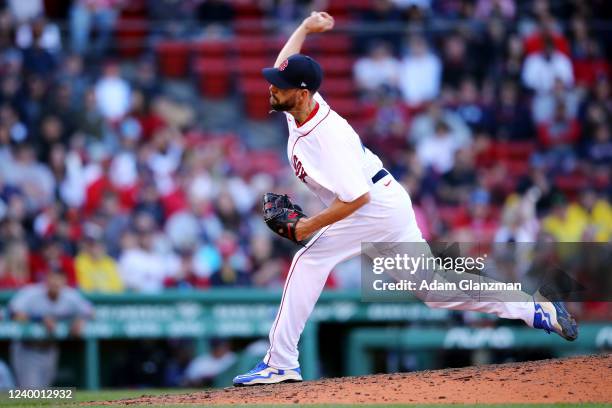 Matt Barnes of the Boston Red Sox pitches during the game between the Minnesota Twins and the Boston Red Sox at Fenway Park on Friday, April 15, 2022...