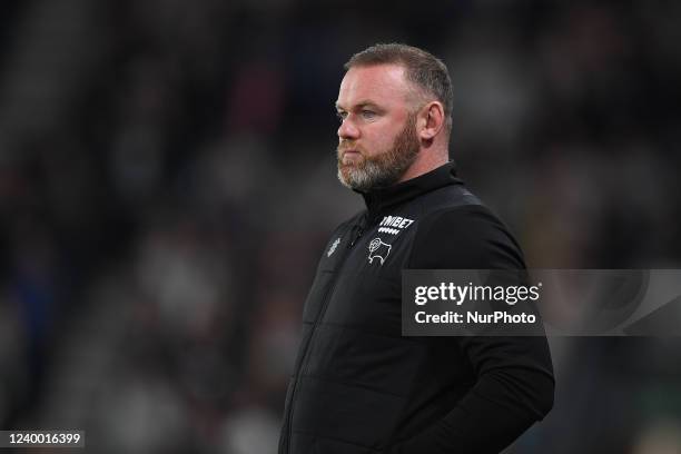 Wayne Rooney, manager of Derby County during the Sky Bet Championship match between Derby County and Fulham at the Pride Park, Derby on Friday 15th...