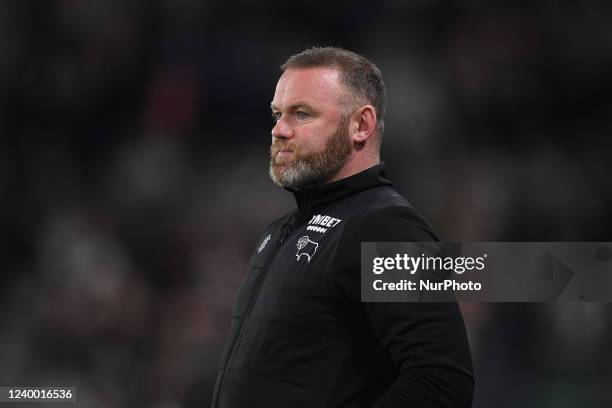 Wayne Rooney, manager of Derby County during the Sky Bet Championship match between Derby County and Fulham at the Pride Park, Derby on Friday 15th...