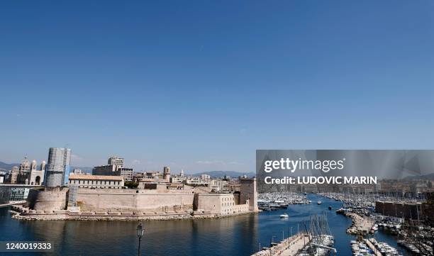 This picture taken on April 16, 2022 shows the Vieux-Port in Marseille, southern France.