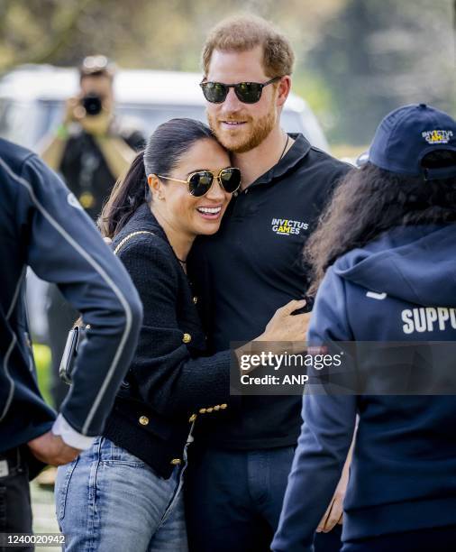 The Duke and Duchess of Sussex, Prince Harry and his wife, Meghan Markle, during the Jaguar Land Rover Driving Challenge of the Invictus Games, an...