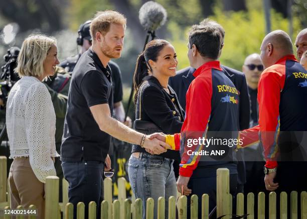 The Duke and Duchess of Sussex, Prince Harry and his wife, Meghan Markle, during the Jaguar Land Rover Driving Challenge of the Invictus Games, an...