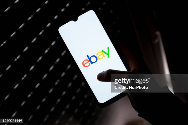 In this photo illustration an Ebay logo seen displayed on a smartphone screen in Athens, Greece on April 16, 2022.