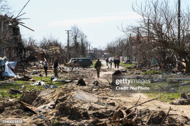Villages in Chernihiv have been destroyed following Russian military attacks in the city, Chernihiv, Ukraine, 15th April 2022