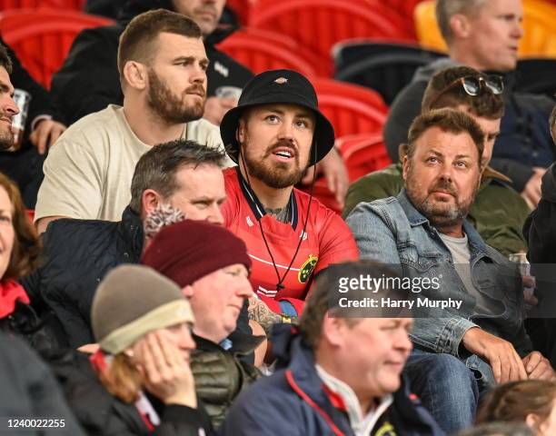 Limerick , Ireland - 16 April 2022; Exeter Chiefs player Jack Nowell wearing a Munster jersey looks on during the Heineken Champions Cup Round of 16...
