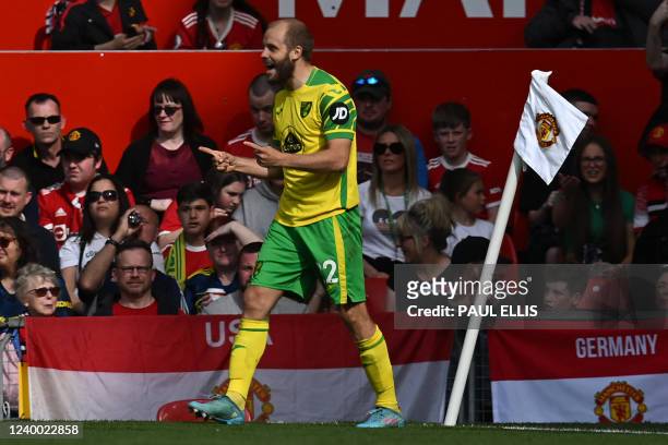 Norwich City's Finnish striker Teemu Pukki celebrates after scoring their second goal during the English Premier League football match between...