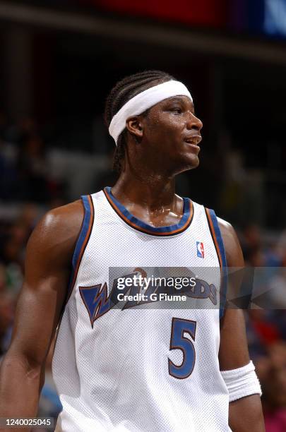 Kwame Brown of the Washington Wizards plays against the San Antonio Spurs on December 31, 2002 at the MCI Center in Washington DC. NOTE TO USER: User...