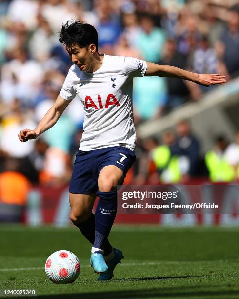Heung-Min Son of Tottenham Hotspur during the Premier League match between Tottenham Hotspur and Brighton & Hove Albion at Tottenham Hotspur Stadium...