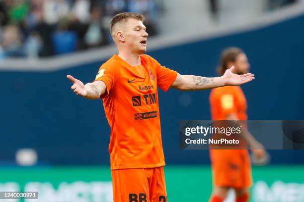 Oleg Shatov of Ural reacts during the Russian Premier League match between FC Zenit Saint Petersburg and FC Ural Yekaterinburg on April 16, 2022 at...