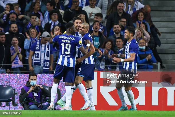 Marko Grujic of FC Porto celebrates after scores his sides second goal during the Liga Portugal Bwin match between FC Porto and Portimonense SC at...