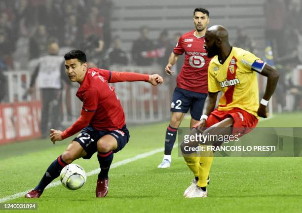 Lille's French midfielder Benjamin Andre controls the ball during the French L1 football match between Lille and Lens at the Pierre Mauroy Stadium in...