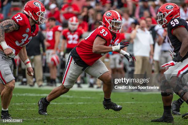 Georgia Bulldogs DL Tyrion Ingram-Dawkins during the G-Day intrasquad spring game on April 16, 2022 at Sanford Stadium in Athens, GA.