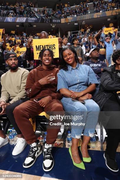 Jaden Ivey and Niele Ivey, Head Coach of the Notre Dame Fighting Irish women's team pose for a photo at the game between the Minnesota Timberwolves...