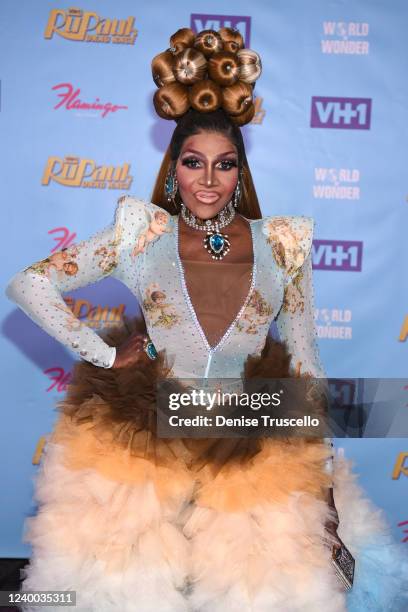 In this image released on April 18 Coco Montrese attends "RuPaul's Drag Race" Season 14 Finale red carpet at Flamingo Las Vegas in Las Vegas, Nevada.