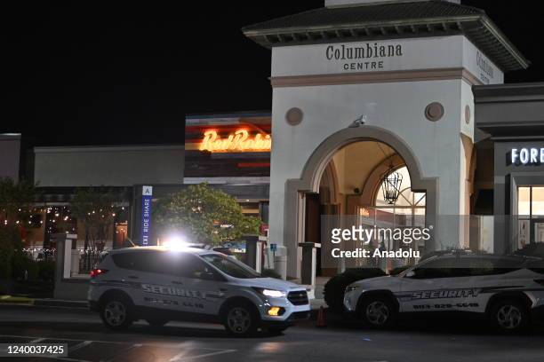 Scene outside a shopping mall after a shooting incident left several people injured on Saturday afternoon in Columbia, SC on April 16, 2022.