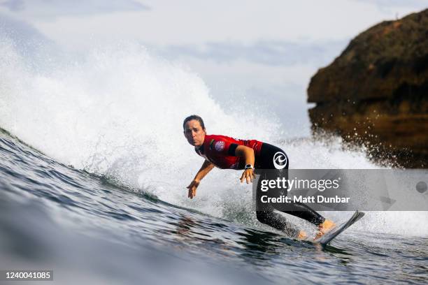 Two-time WSL Champion Tyler Wright of Australia surfs in the Final at the Rip Curl Pro Bells Beach on April 17, 2022 at Bells Beach, Victoria,...