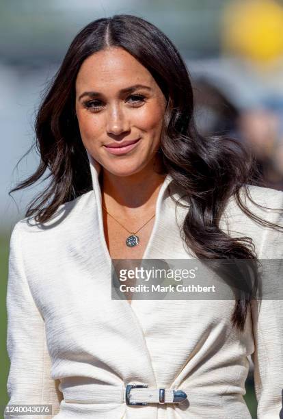 Meghan, Duchess of Sussex at the athletics competition during the Invictus Games at Zuiderpark on April 17, 2022 in The Hague, Netherlands.