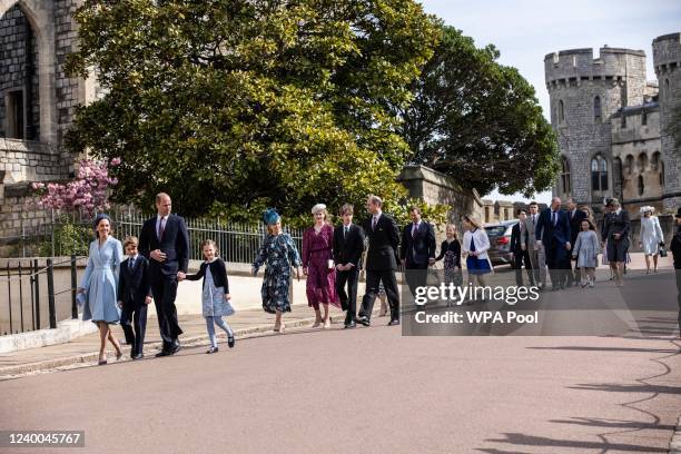 Prince William, Duke of Cambridge, Catherine, Duchess of Cambridge attend the Easter Matins Service at St George's Chapel at Windsor Castle on April...