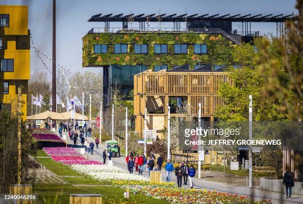 Visitors walk during the horticultural exhibition "Floriade Expo 2022" in Almere on April 17, 2022. - - Netherlands OUT / Netherlands OUT