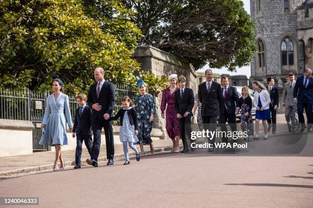 Prince William, Duke of Cambridge, Catherine, Duchess of Cambridge attend the Easter Matins Service at St George's Chapel at Windsor Castle on April...