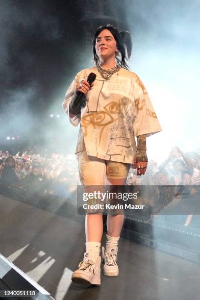 Billie Eilish performs onstage at the Coachella Stage during the 2022 Coachella Valley Music And Arts Festival on April 16, 2022 in Indio, California.