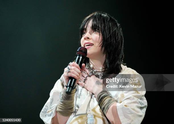 Billie Eilish performs onstage at the Coachella Stage during the 2022 Coachella Valley Music And Arts Festival on April 16, 2022 in Indio, California.