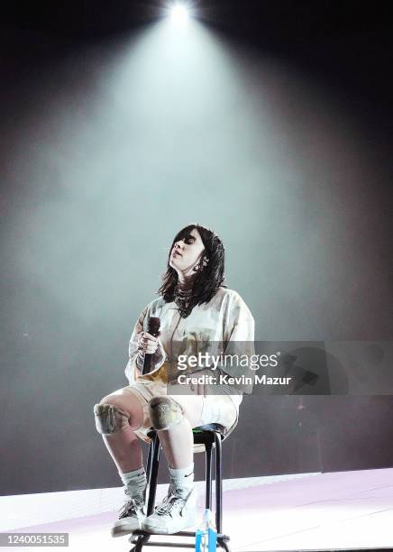 Billie Eilish performs onstage at the Coachella Stage during the 2022 Coachella Valley Music And Arts Festival on April 16, 2022 in Indio, California.
