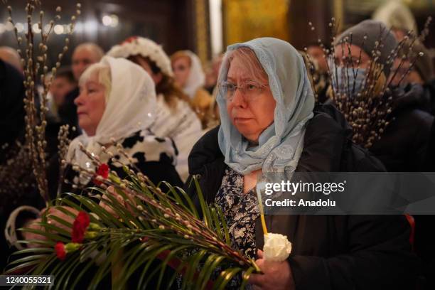 Patriarch Kirill of Moscow and All Russia performs an all-night vigil at the Cathedral of Christ the Saviour on the eve of Palm Sunday, a Christian...