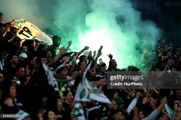 Sporting's supporters during the Portuguese League football match between Sporting CP and SL Benfica at Jose Alvalade stadium in Lisbon, Portugal on...