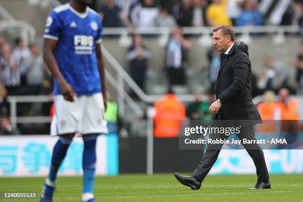 Brendan Rodgers the manager / head coach of Leicester City during the Premier League match between Newcastle United and Leicester City at St. James...