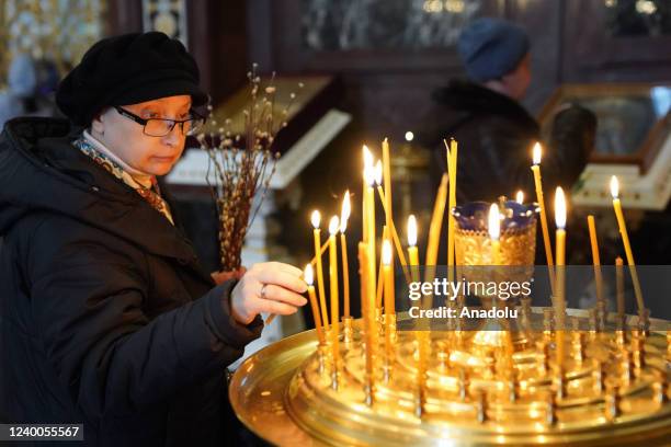 Patriarch Kirill of Moscow and All Russia performs an all-night vigil at the Cathedral of Christ the Saviour on the eve of Palm Sunday, a Christian...